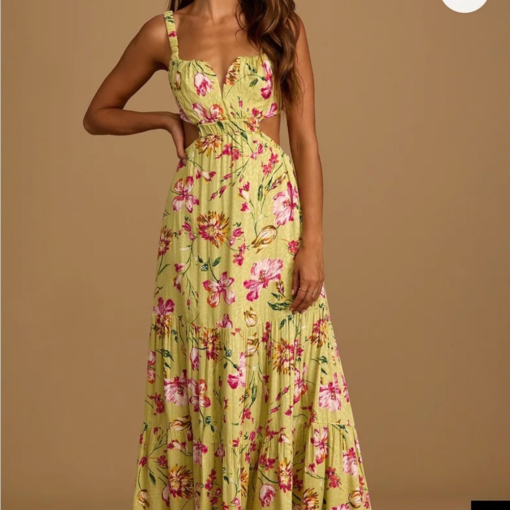 Lulu's Yellow Ruffled Tiered Maxi Dress